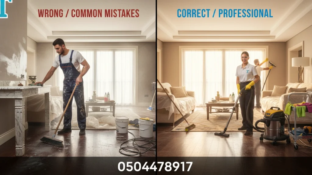 أخطاء شائعة في تنظيف بعد التشطيب في الشارقة